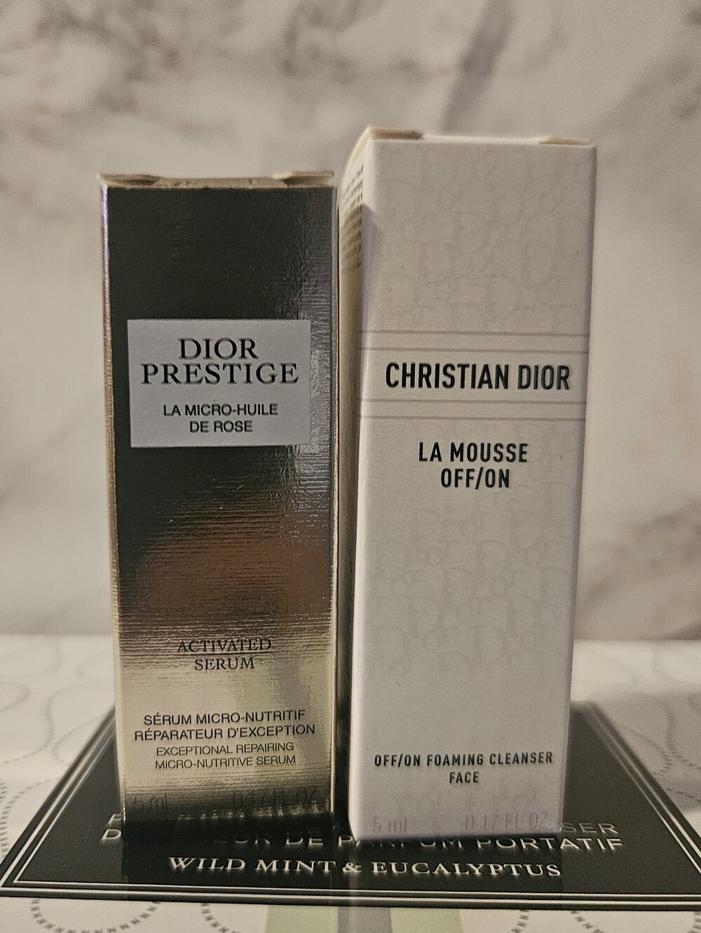 Dior Prestige Micro-Nutrient Serum & La Mousse Duo in White and Gold